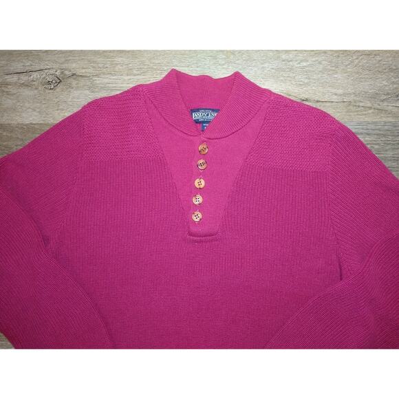 L.L. Bean Men's Medium Vintage Red Cable Knit Sweater Made In USA 100% Cotton - Picture 2 of 6